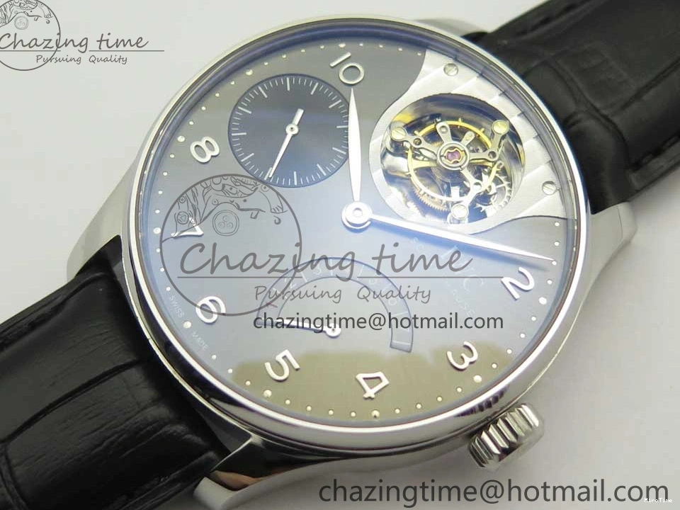MIROTIME 0809 Portuguese Tourbillon IW5046 SS ZF Best Edition Gray Dial on Black Leather Strap SunProtective 7147